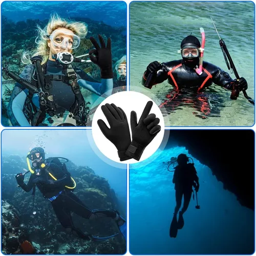 Miniatura 7 de AUAUY Guantes de buceo, guantes de neopreno de 0.118 pulgadas (0.118 in), guantes de neopreno cálidos de cinco dedos, guantes de surf flexibles