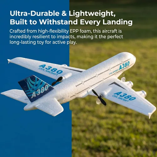 Miniatura 6 de Avión RC con control remoto listo para volar 2.4 GHz, modelo Airbus A380, juguete de avión RC de 2 canales para principiantes para niños y adultos