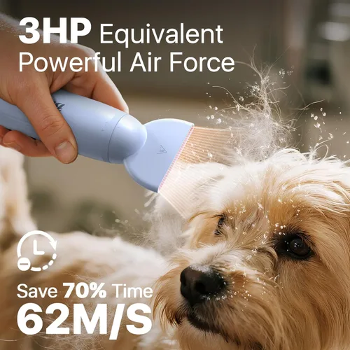 Miniatura 3 de Secador de pelo para perros para aseo de mascotas de mano ligero secador de pelo para perros y gatos 3 velocidades 4 temperaturas, soplador portátil