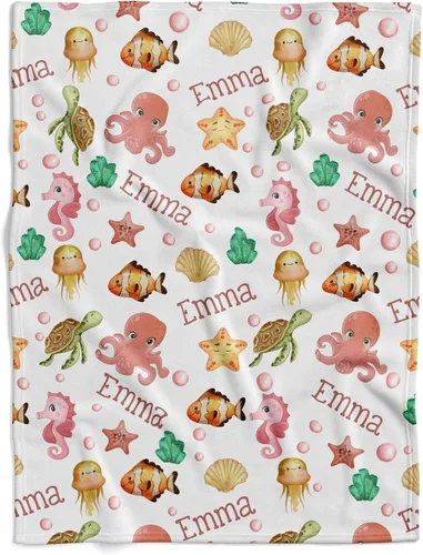 Miniatura 32 de Manta de bebé náutica personalizada, manta de bebé de vida oceánica, manta de bebé océano, manta de bebé con tema oceánico, manta de bebé con Sueños