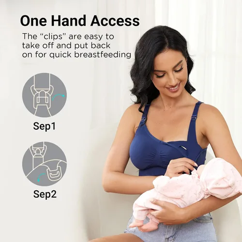 Miniatura 3 de Bodorma Nursing Maternity Bras for Breastfeeding Seamless Bralette Wireless Sleep Full Bust Bra with Extra Extenders- 3Pack