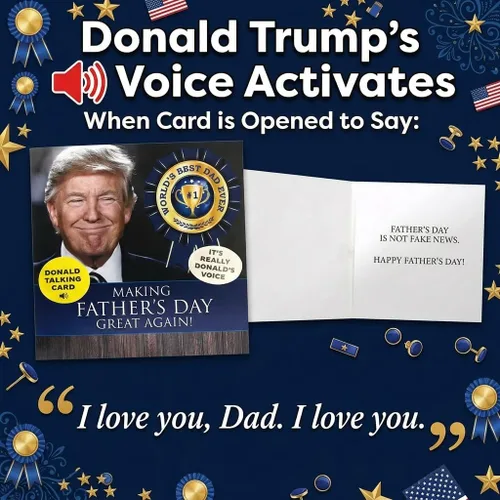 Miniatura 2 de Tarjeta con sonido para el día del padre de Donald Trump con sonido – Escucha la voz real de Trump, divertida tarjeta del día del padre para papá