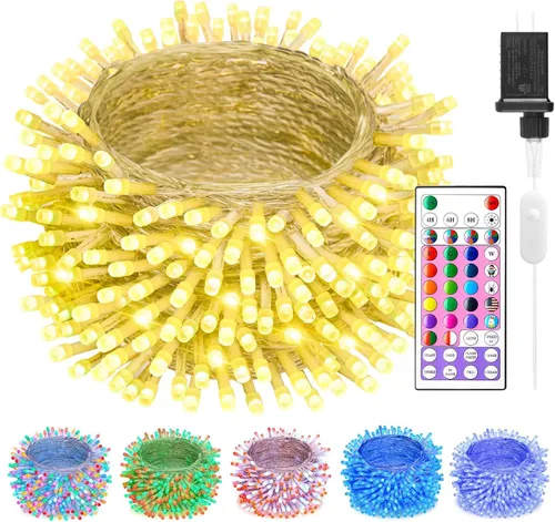 Minetom Color Changing String Lights,22 Colors 100 LED 33FT Outdoor Indoor Waterproof with Remote, Twinkle Christmas Lights, Plug in Fairy Lights