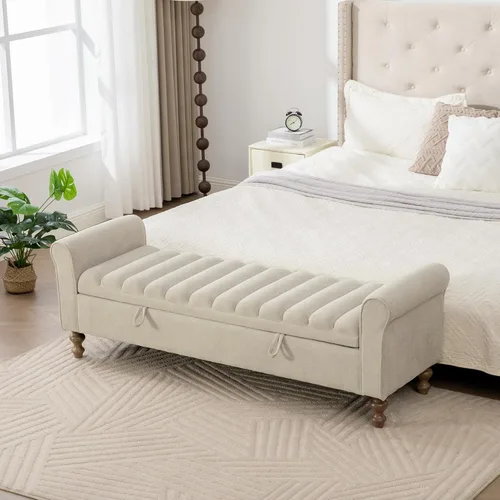 Miniatura 14 de Otomana redonda con patas de metal negro, reposapiés de 22.05 pulgadas de ancho, reposapiés tapizado para sala de estar, dormitorio, entrada