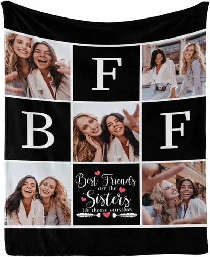 Miniatura 26 de Regalos de cumpleaños para mujeres, manta de amistad personalizada con tus fotos, manta personalizada con mis propias imágenes para hermanas