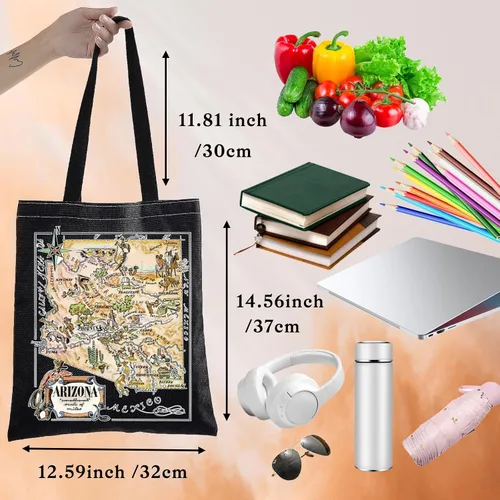 Miniatura 9 de BWWKTOP Arizona State Tote Bag Arizona Souvenirs Regalos Arizona Bolsa de comestibles reutilizable Arizona Regalos de viaje Arizona