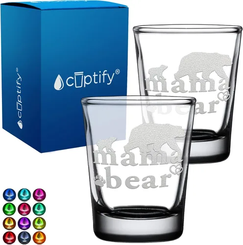 Miniatura 12 de Cuptify Regalos para baby shower, para la nueva mamá, EST 2023, 2 onzas, con fondo negro, juego de 2 vasos grabados para fiesta, regalo