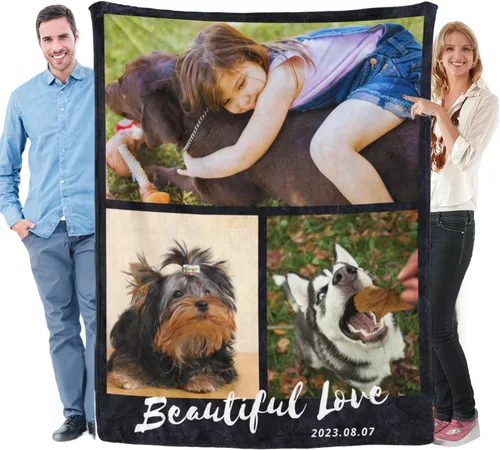 Manta de franela personalizada con fotos, envío de texto al día siguiente, regalos personalizados perfectos para madre, padre, esposa, hombres, 3