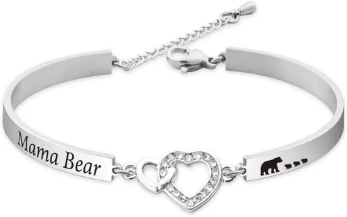 Miniatura 3 de BOSATE Pulsera Mama Bear – Regalos para nueva mamá, joyería de oso polar, joyería de dulce familia