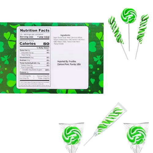 Fruidles Paletas variadas de remolinos del día de San Patricio, caja de recuerdos de fiesta, envueltas individualmente, paquete de 12