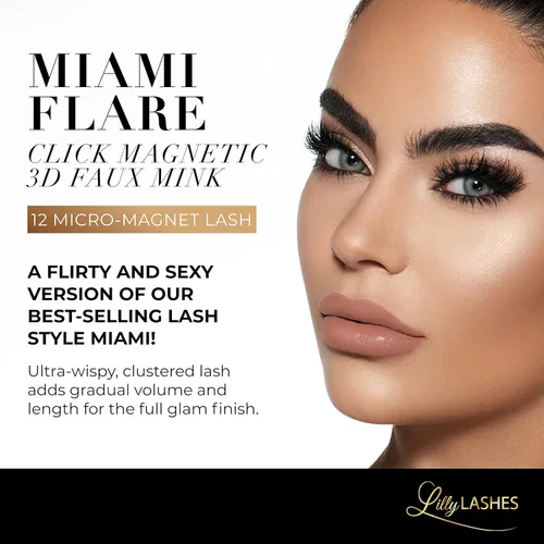 Miniatura 4 de Lilly Lashes Pestañas magnéticas Click - Pestañas postizas magnéticas de visón sintético Miami Flare para un aspecto natural - Pestañas postizas