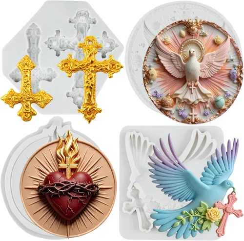 Miniatura 15 de Sijiangmold Molde de silicona cruzada para comunión, cáliz, paloma, fondant, bautismo, pastel, para bautismo, fiesta, decoración de pasteles