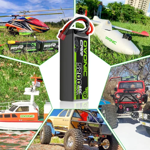 Miniatura 5 de OVONIC Lipo - Batería de 11.1 V 80C 5200 mAh 3S con enchufe en T estilo Dean, batería rígida para autos a control remoto, barco, camión