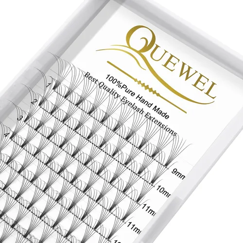 Miniatura 66 de QUEWEL Extensiones de pestañas postizas en abanico 3D 0.004 in D, mezcla de 0.43-0.59 pulgadas, tallo corto 3D 4D 5D 6D 8D 0.07/0.004 in C/D