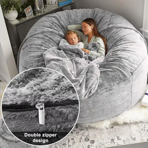 Miniatura 3 de BCU Funda para Silla Puf Ultra Suave Esponjosa de Piel Sintética Falsa Funda para Puf de Felpa Funda para Sillas de Sala de Estar para Adultos