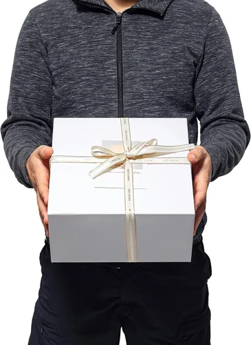 Miniatura 4 de Mcfleet Cajas de regalo con tapas 10x10x5 pulgadas 10 unidades Caja de regalo de cartón blanco para propuesta de dama de honor para regalos