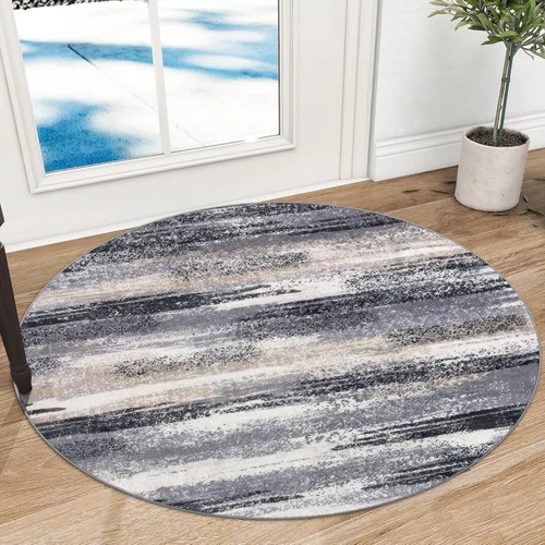 Miniatura 49 de Lansny Alfombra moderna abstracta de 2 x 5 pies, color negro, gris, blanco, lavable, alfombra de entrada para cocina, alfombra antideslizante suave