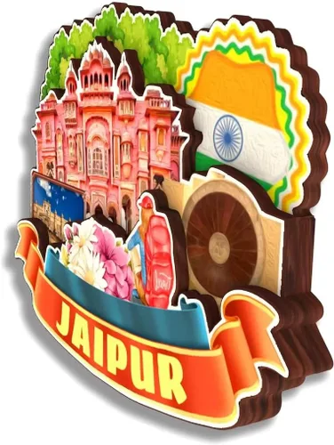 Miniatura 3 de Jaipur India - Imán de nevera de madera 3D de madera hecha a mano para viajes, recuerdos de la ciudad, imán para nevera, decoración del hogar