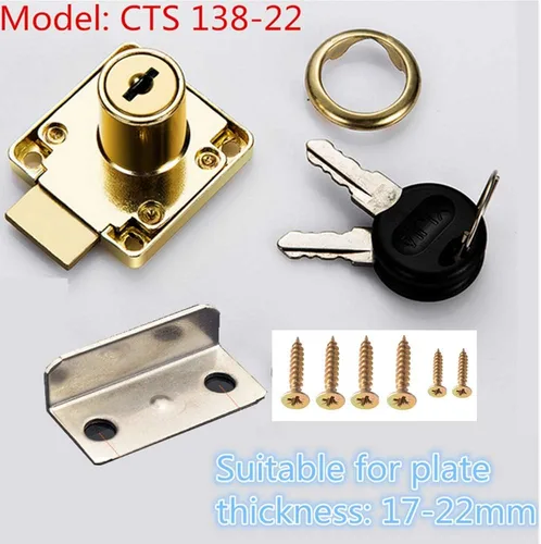 Miniatura 3 de Cerradura de clóset, cerradura de cajón, cerradura de buzón, cerradura de puerta, adecuada para gabinetes de madera. Modelo CT-138-22