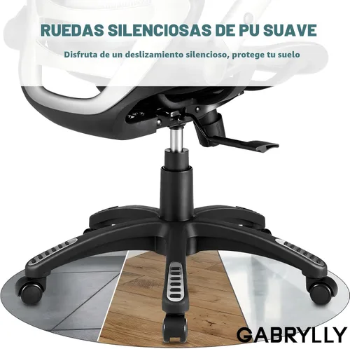 Miniatura 9 de GABRYLLY Silla de Oficina Ergonómica, Silla de Escritorio de Respaldo Alto para el Hogar con Reposacabezas, Brazos Abatibles, Bloqueo de Inclinación