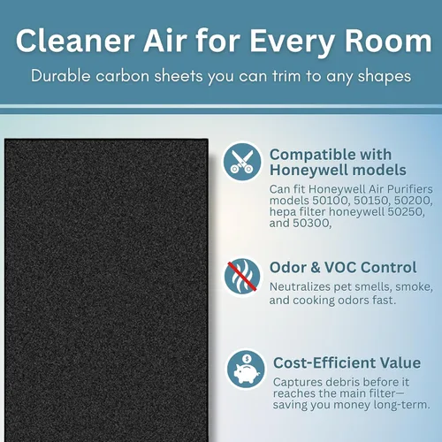 Miniatura 8 de Prefiltro de carbón activado prémium compatible con filtros de purificadores de aire Honeywell R, filtro de repuesto HEPA Prime, prefiltro Honeywell