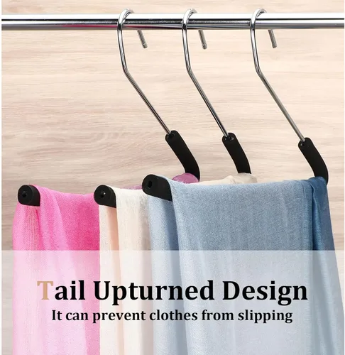 Miniatura 5 de Perchas acolchadas para pantalones con extremos abiertos, antideslizantes, con revestimiento de esponja de espuma, para hombres y mujeres, chapado