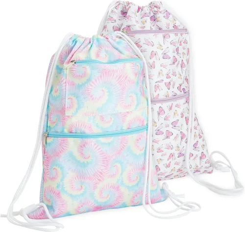 Mochila con cordón, bolsas impermeables (13.3 x 17 pulgadas, 2 unidades), Multi color, Cordón