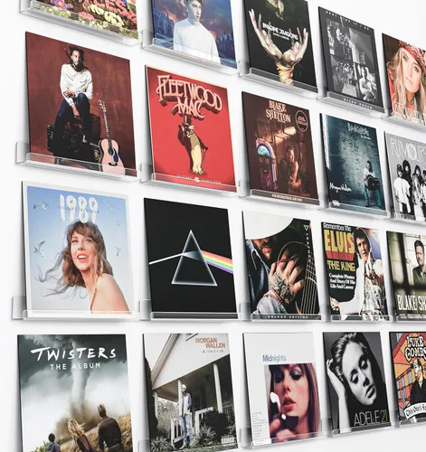 Miniatura 10 de Laurensory Estante para Discos de Vinilo de Montaje en Pared, Soporte Expositor de Álbumes de Acrílico Transparente de 12 Pulgadas, Estantes