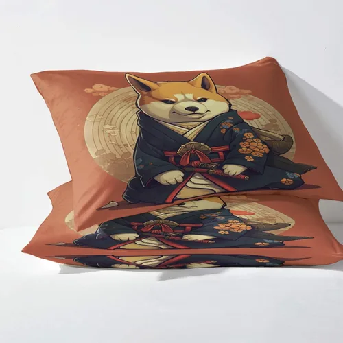 Miniatura 3 de Shiba Inu Sábanas tamaño California King, sábanas japonesas, sábanas y fundas de almohada estampadas de 4 piezas, sábana bajera ajustable