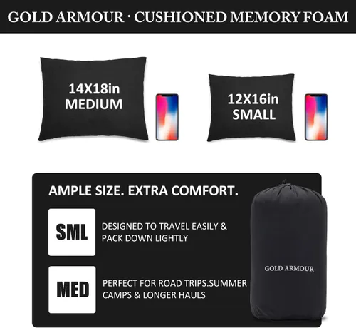 Miniatura 3 de Gold Armour Almohada de espuma viscoelástica para campamento, compactas compresibles para mochileros, hamacas y viajes para niños y adultos,