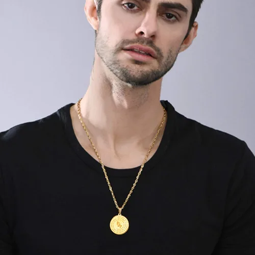 Miniatura 2 de U7 Collar con versículo bíblico chapado en oro de 18 quilatesacero inoxidable con inscripciones de oración para hombres y mujeres, paquete de regalo