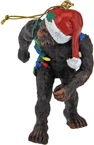 Miniatura 2 de Design Toscano yeti con sombrero de Papá Noel, divertido adorno navideño para árbol de Navidad, 5,1 cm de ancho, 2,5 cm de profundidad, 7,6 cm