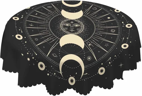 Miniatura 19 de AOYEGO Mantel redondo de 60 pulgadas en negro y blanco con divertidas rayas en espiral, mantel moderno de poliéster para decoración del hogar