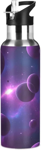 Miniatura 8 de Stainless Steel Vacuum Insulated Water Bottle 20 Oz, BPA-Free Sport Water Bottle for Gym Outdoor Travel School, Cosmic Scene Purple Planets