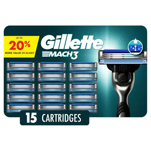 Gillette Mach3 - Cuchillas de afeitar para hombres, repuestos de 3 cuchillas, 15 unidades