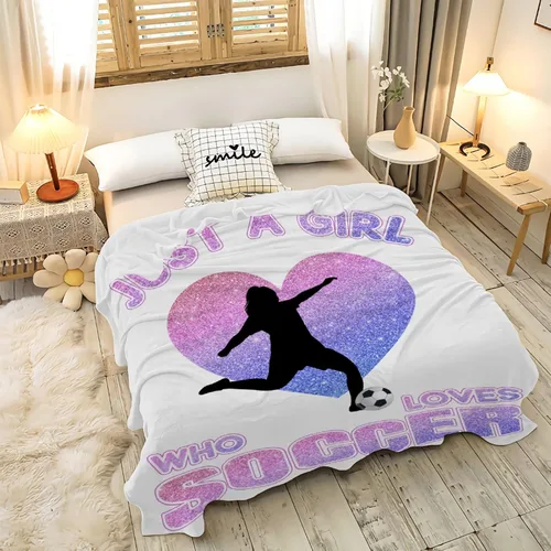 Miniatura 5 de Manta de fútbol para niñas, regalos de fútbol para niñas y niños, manta de franela de forro polar suave y cálida para niñas, regalos de fútbol