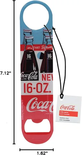 Miniatura 7 de TableCraft 's Coca-Cola - Abrebotellas de metal plano, gráfico, color rojo