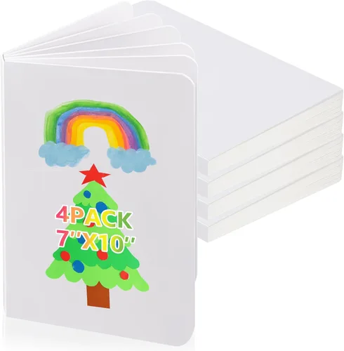 Miniatura 10 de Gueevin 4 Piezas Libro de Cartón de Tapa Dura en Blanco para Niños con Páginas Gruesas y Resistentes para Estudiantes Adultos Dibujo Bocetos