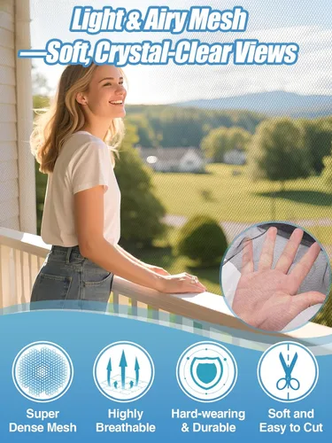 Miniatura 2 de ANPHSIN Mosquitera casi invisible de 65 x 10 pies para patio, pantalla de malla para jardín, porche, balcón, protege la piel y las plantas de Negro