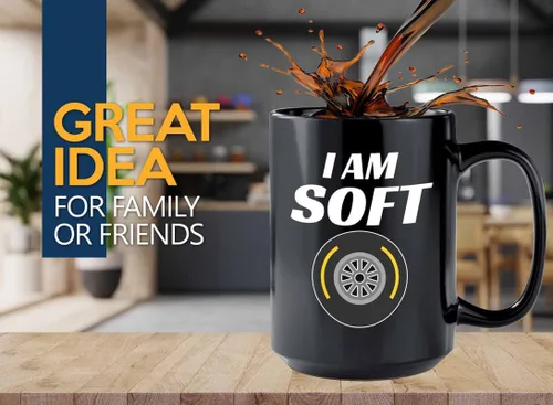 Taza de café Racer de 15 onzas, color negro, I'm Soft, Fuel Speed Racer Car Guys Circuit Automotriz Racing Boy Regalos para él, papá, hombres, novio