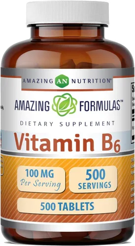 Miniatura 7 de Amazing Formulas Vitamina B6 piridoxina 100 mg 100 tabletas Suplemento Sin OMG Sin gluten Fabricado en Estados Unidos