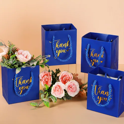 Miniatura 2 de Honoson 30 mini bolsas de regalo con asa de 4 x 2.75 x 4.5 pulgadas, pequeña bolsa de agradecimiento para boda, baby shower, cumpleaños, graduación