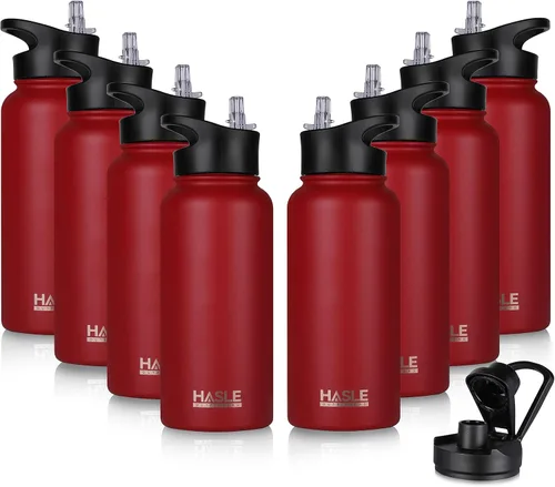 Miniatura 33 de HASLE OUTFITTERS Botella de agua aislada de 22 onzas, botella de agua de acero inoxidable de doble pared, boca ancha con tapa de popote y tapa