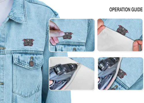 Miniatura 7 de WIRESTER Parche bordado vintage para planchar para camisas, jeans, chaquetas, sombreros, perro pitbull azul sonriente