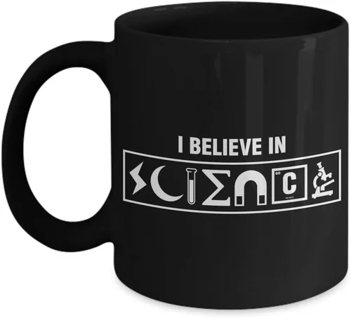 Miniatura 2 de I Believe in Science estudio conocimiento hechos taza de café, 11onza, Negro