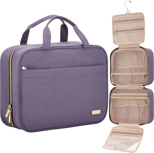 Miniatura 16 de NISHEL Neceser de viaje para mujer, organizador colgante y portátil para champú de tamaño completo, acondicionador, juego de cepillos y accesorios