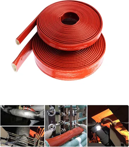 Miniatura 6 de manga térmica de 1" (25.4 mm) ID con protección contra el fuego, manga térmica blindada contra el calor, termo armadura de silicona recubierta