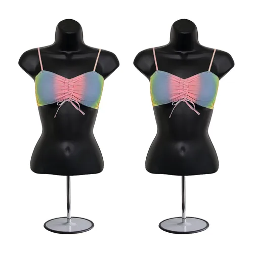 Miniatura 17 de DisplayTown - Maniquí femenino con torso y soporte de metal, parte trasera hueca, cuerpo apilable, forma para exhibir camisetas, mostrador