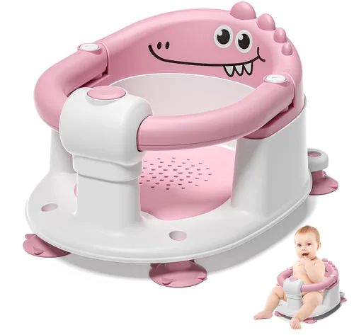 Miniatura 10 de Asiento de baño para bebés de 5 meses en adelante, asiento de baño antideslizante para sentarse, cojín suave y diseño compacto, asiento de bañera