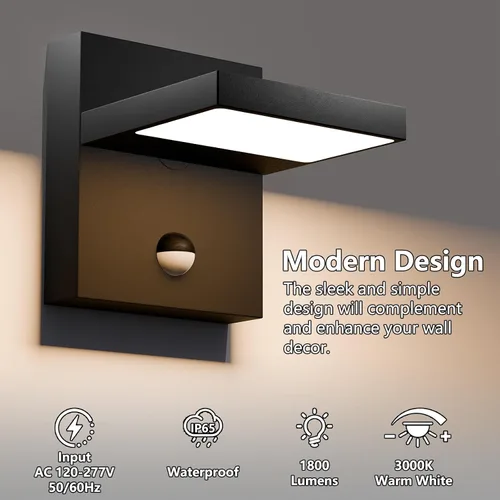 Miniatura 2 de Luz exterior con sensor de movimiento, luces LED de seguridad de 650 lm para exteriores, impermeables, con cabezal ajustable de 270°, iluminación